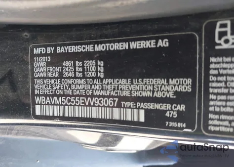 2014 BMW X1 xDrive35I from USA, damaged, VIN WBAVM5C55EVV93067